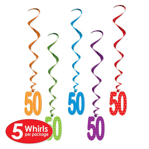  50 Whirls, party supplies, decorations, The Beistle Company, Birthday-AgeSpecific, Bulk, Birthday Party Supplies, Birthday Decorations, Birthday Party Danglers