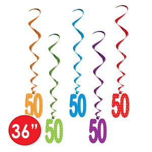  50 Whirls, party supplies, decorations, The Beistle Company, Birthday-AgeSpecific, Bulk, Birthday Party Supplies, Birthday Decorations, Birthday Party Danglers