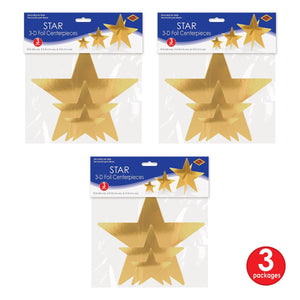 Bulk 3-D Gold Foil Star Centerpieces (Case of 36) by Beistle