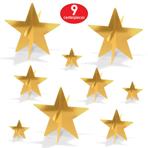 Bulk 3-D Gold Foil Star Centerpieces (Case of 36) by Beistle