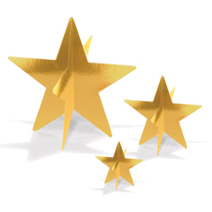 3-D Foil Star Party Centerpieces Gold - Bulk 36 Pack