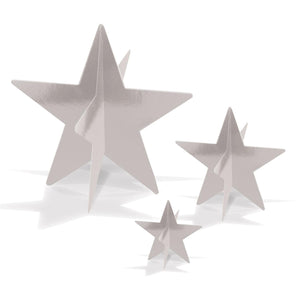 3-D Foil Star Party Centerpieces Silver - Bulk 36 Pack