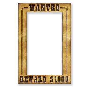 Western Wanted Party Photo Fun Frame - Bulk/12 Fun Frames