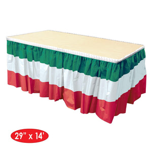 Red, White & Green Table Skirting, party supplies, decorations, The Beistle Company, Fiesta, Bulk, Holiday Party Supplies, Cinco de Mayo and Fiesta Party Supplies 