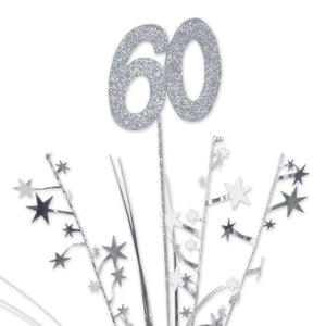 Bulk Silver Glittered 60 Metallic Star Spray (Case of 12) by Beistle