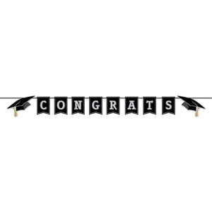 Congrats Grad Graduation Party Streamer - Bulk 12 Pack