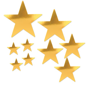 Packaged Party Foil Star Cutouts gold - Bulk 108 Pack