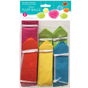 Bulk Tissue Fluff Balls Bright Colors (Case of 36) by Beistle