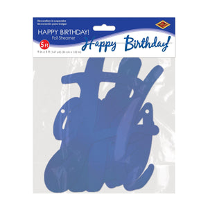 Beistle Foil Happy Birthday Streamer Blue