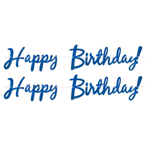 Beistle Foil Happy Birthday Streamer Blue