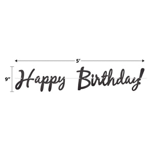 Beistle Foil Happy Birthday Streamer Black