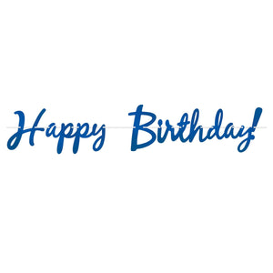 Foil Happy Birthday Party Streamer Blue - Bulk 12 Pack