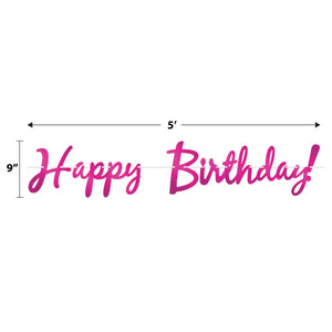 Beistle Foil Happy Birthday Streamer Cerise