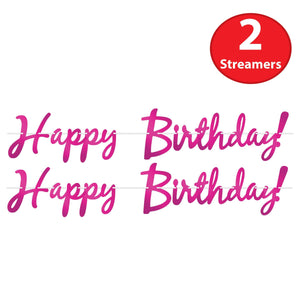 Beistle Foil Happy Birthday Streamer Cerise