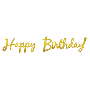 Foil Happy Birthday Party Streamer - gold - Bulk 12 Pack