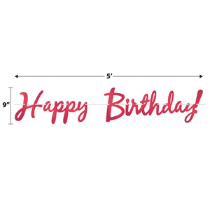 Beistle Foil Happy Birthday Streamer Red