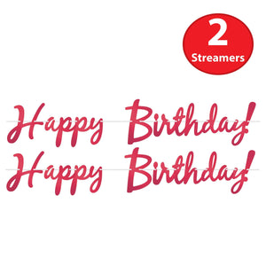 Beistle Foil Happy Birthday Streamer Red