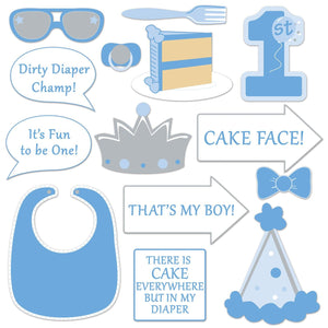 1st Birthday Party Photo Fun Signs- Blue - Bulk/168 Fun Signs