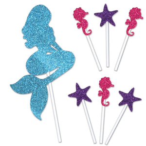 Mermaid Party Cake Topper - Bulk 12 Pack