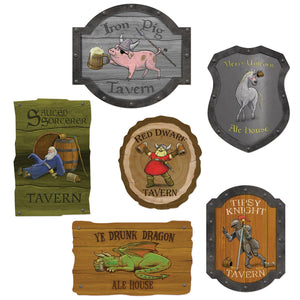 Medieval Tavern Sign Party Cutouts - Bulk 72 Pack