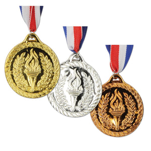 Bulk Gold, Silver & Bronze Medals with Ribbon (Case of 12) by Beistle