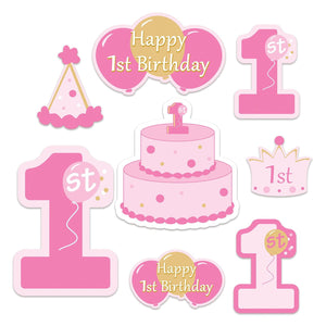 1st Birthday Party Cutouts - Bulk 96 Pack