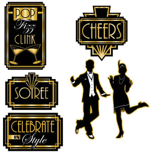 Roaring 20's Party Cutouts - Bulk 72 Pack