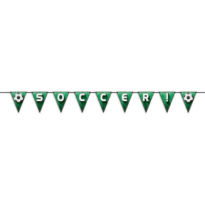 Soccer!/Football Party Pennant Streamer - Bulk 12 Pack