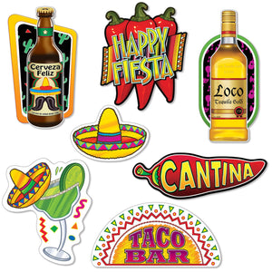 Fiesta Cutouts - prtd 2 sides with different colors - Bulk/84 Cutouts