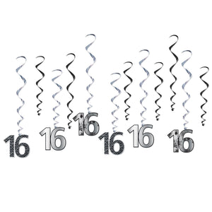 16th Birthday Party Whirls - Bulk 72 Pack