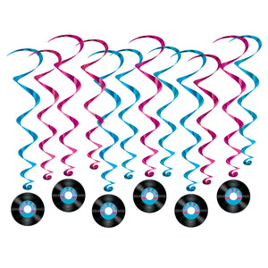 Rock/Roll Record Party Whirls - Bulk 72 Pack