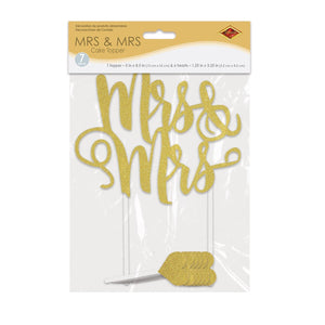 Bulk Mrs & Mrs Cake Topper (Case of 12) by Beistle