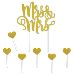 Mrs/Mrs Wedding Cake Topper - Bulk 12 Pack