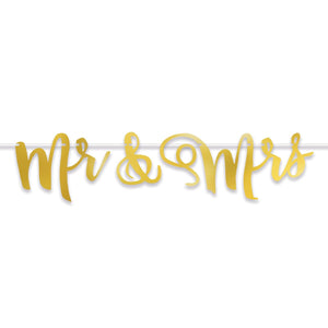 Foil Mr/Mrs Wedding Party Streamer - Bulk 12 Pack