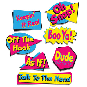 90's Party Phrase Cutouts - Bulk/84 Cutouts