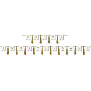 Happy Anniversary Tassel Streamer - Bulk 12 Pack