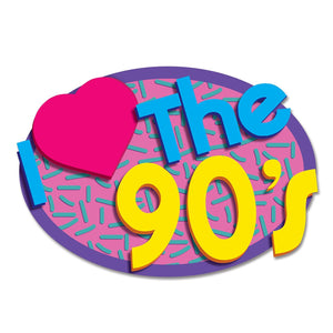 I Love The 90's Party Cutouts - Bulk 24 Pack