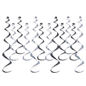 Metallic Party Whirls Asst black/silver - Bulk 72 Pack