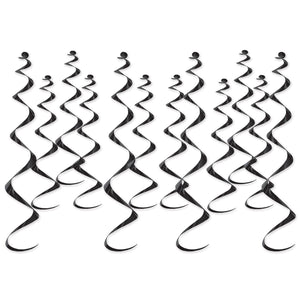 Metallic Party Whirls black - Bulk 72 Pack