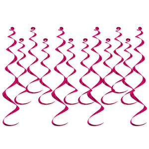 Metallic Party Whirls cerise - Bulk 72 Pack