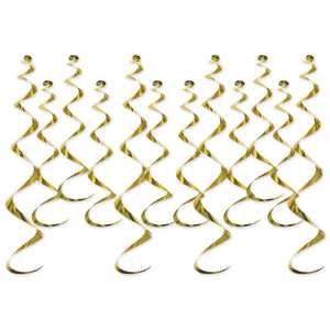 Metallic Party Whirls gold - Bulk 72 Pack