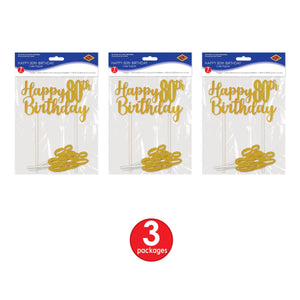 Happy  80th  Birthday Cake Topper (Pack of 12)