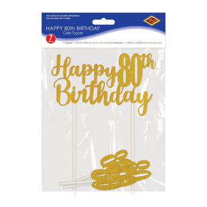 Happy  80th  Birthday Cake Topper (Pack of 12)