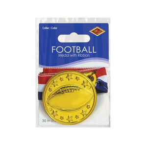 Bulk Football Medal with Ribbon (Case of 12) by Beistle