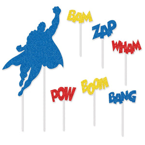 Hero Party Cake Topper - Bulk 12 Pack