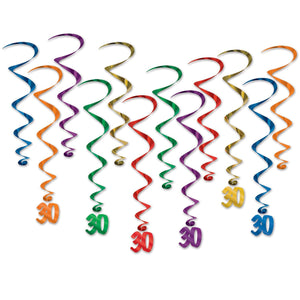 30th Birthday Party Whirls - Bulk 72 Pack