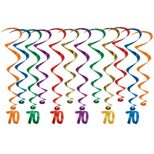 70th Birthday Party Whirls - Bulk 72 Pack