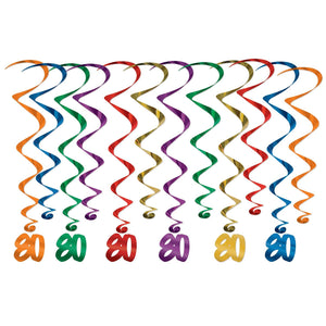 80th Birthday Party Whirls - Bulk 72 Pack