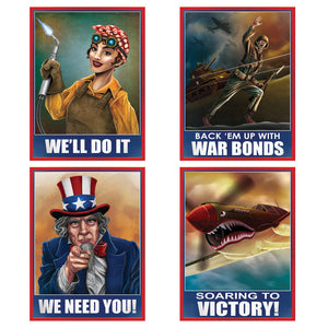 World War II Party Poster Cutouts - Bulk 48 Pack