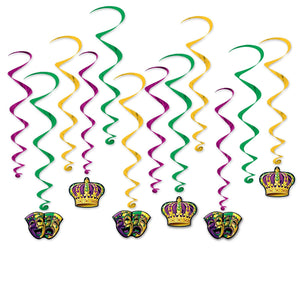 Mardi Gras Whirls - Bulk 72 Pack